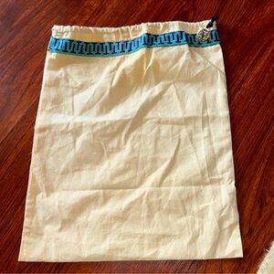 Tory Burch cloth pull string bag approximately 12” wide x 18” long